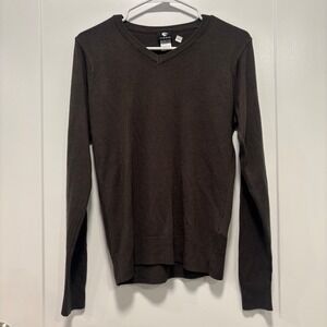 Inesis Decathlon Mens V-Neck Golf Sweater Brown Long Sleeve Knit Size XS